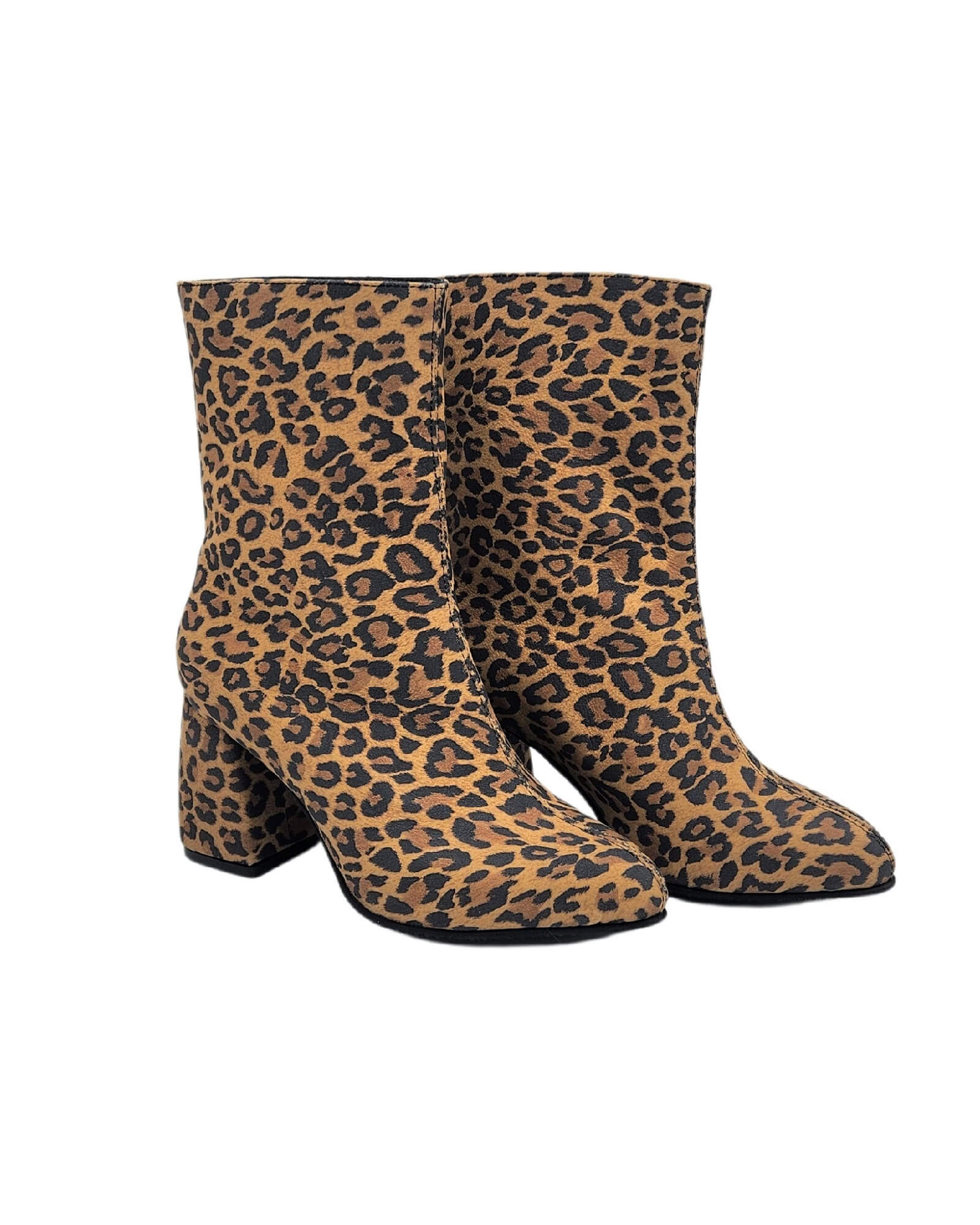 Ghete cu toc imbracat din piele imprimeu PF0166-28 maro