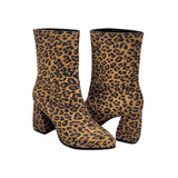 Ghete cu toc imbracat din piele imprimeu PF0166-28 maro