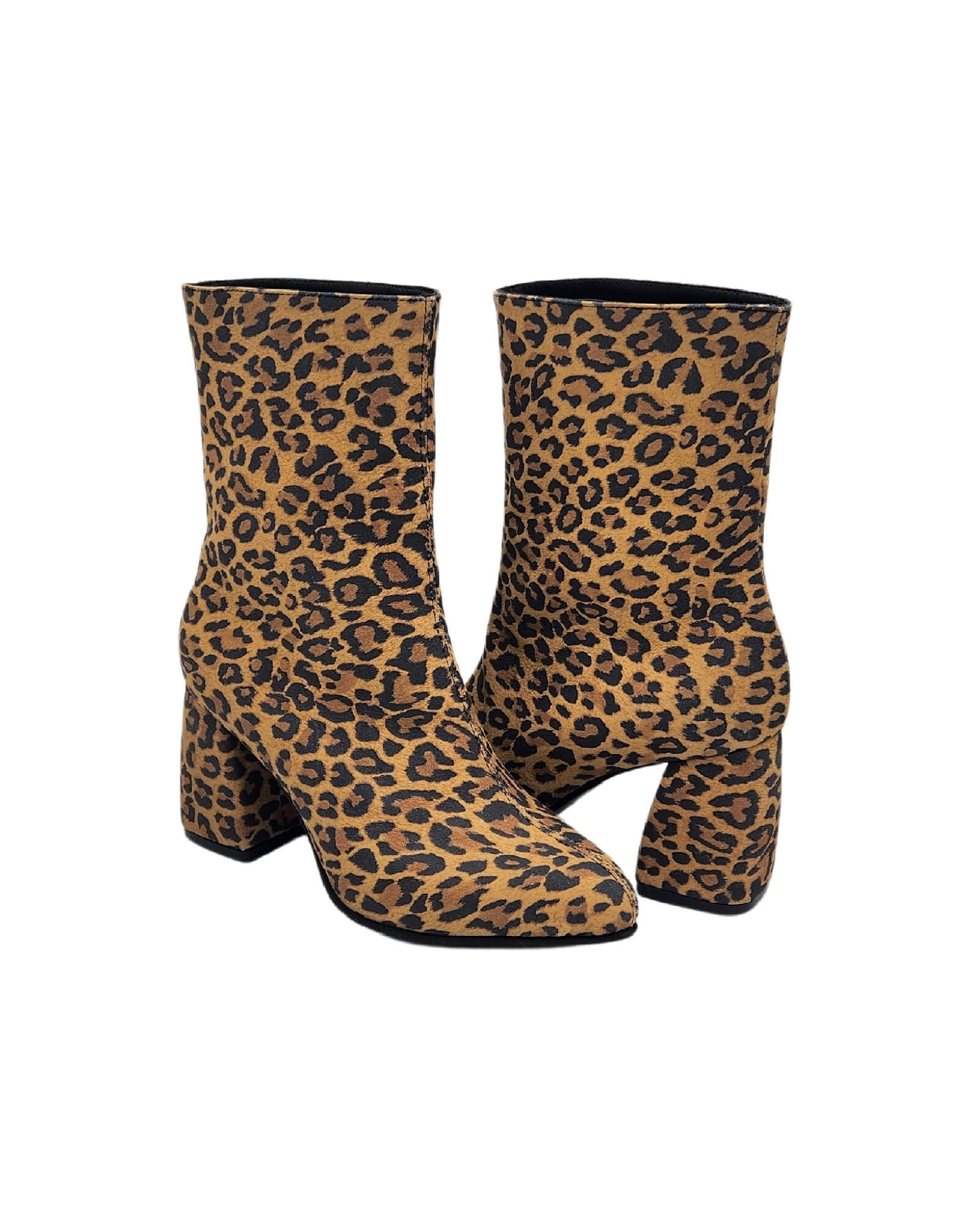 Ghete cu toc imbracat din piele imprimeu PF0166-28 maro