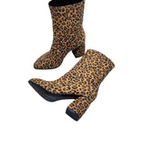 Ghete cu toc imbracat din piele imprimeu PF0166-28 maro