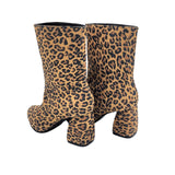 Ghete cu toc imbracat din piele imprimeu PF0166-28 maro