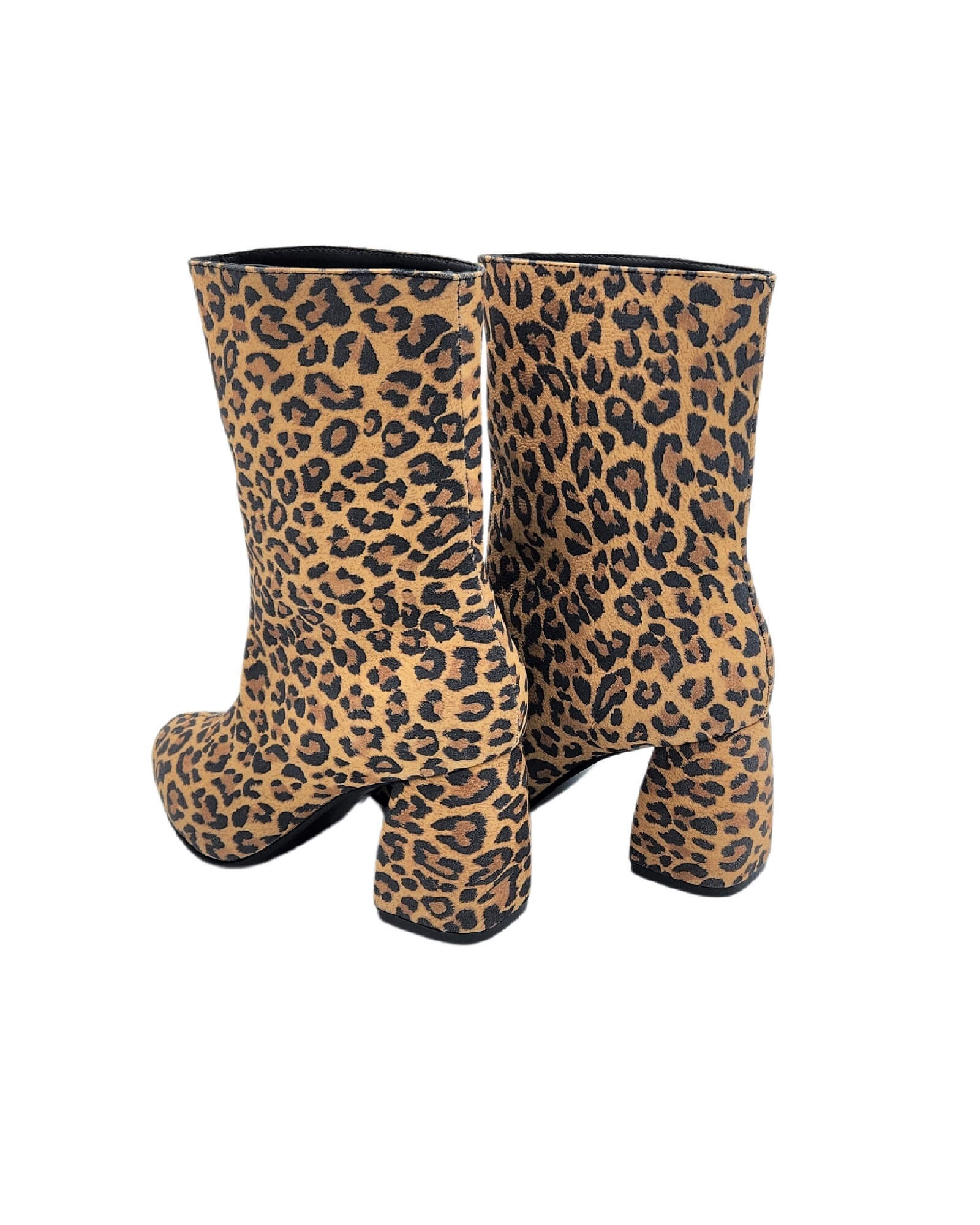 Ghete cu toc imbracat din piele imprimeu PF0166-28 maro