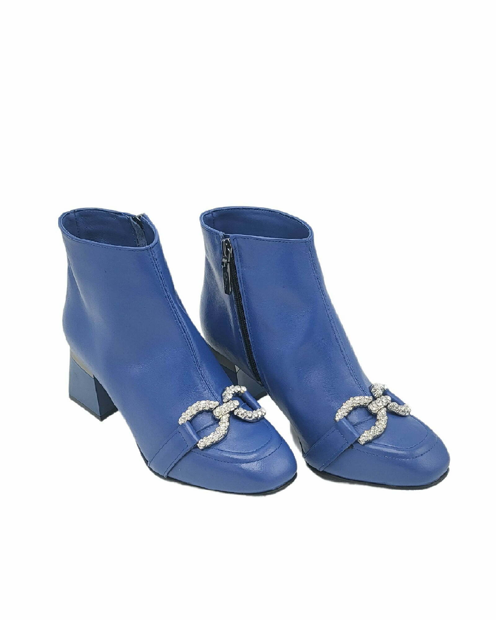 Ghete cu toc jos si accesoriu PF0581-6 blue