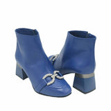 Ghete cu toc jos si accesoriu PF0581-6 blue