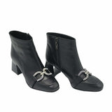 Ghete cu toc jos si accesoriu PF0581-6 negru