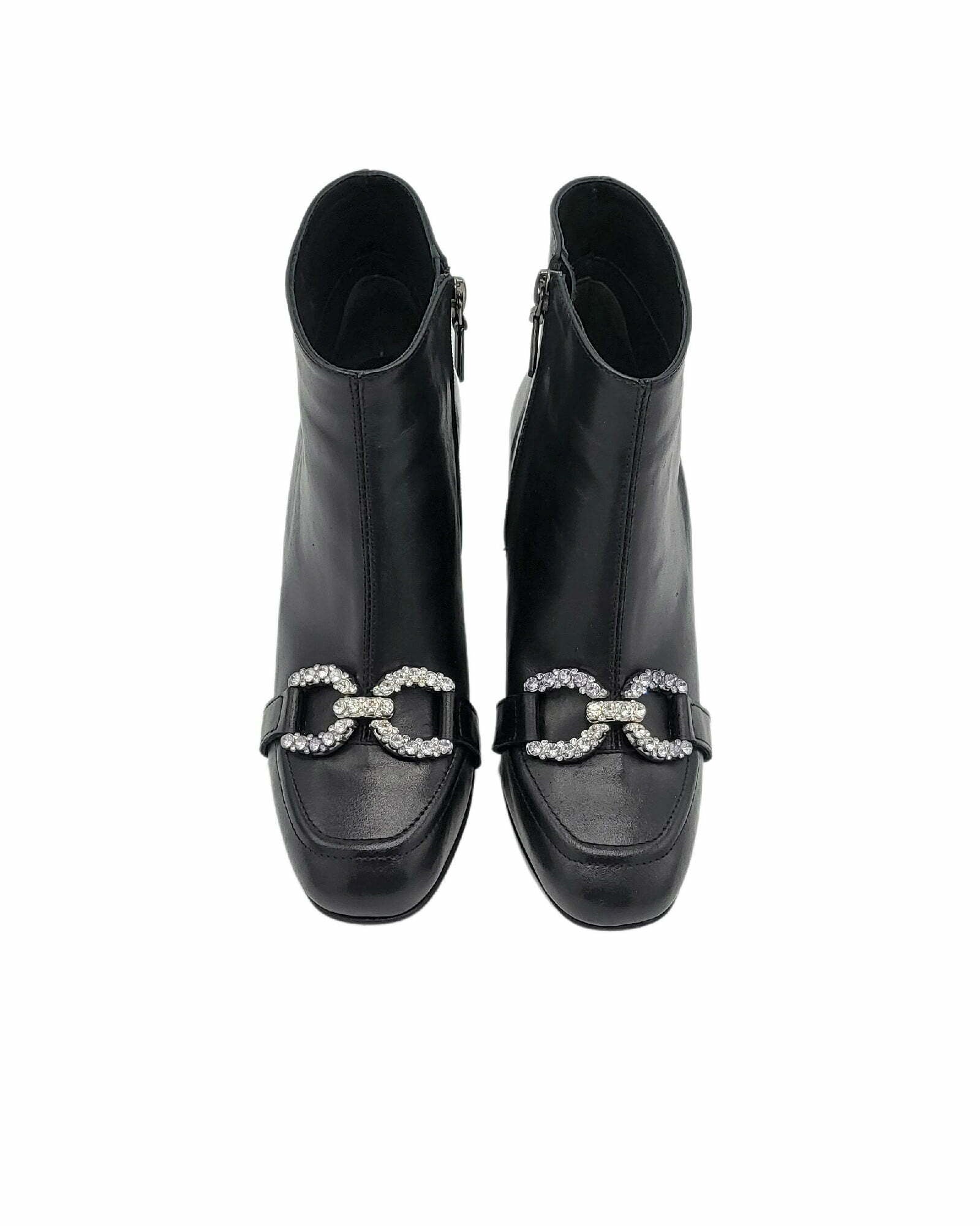 Ghete cu toc jos si accesoriu PF0581-6 negru