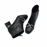 Ghete cu toc jos si accesoriu PF0581-6 negru