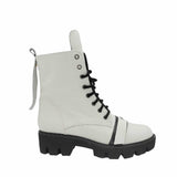 Ghete din piele bizonata Trendy White