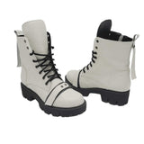 Ghete din piele bizonata Trendy White