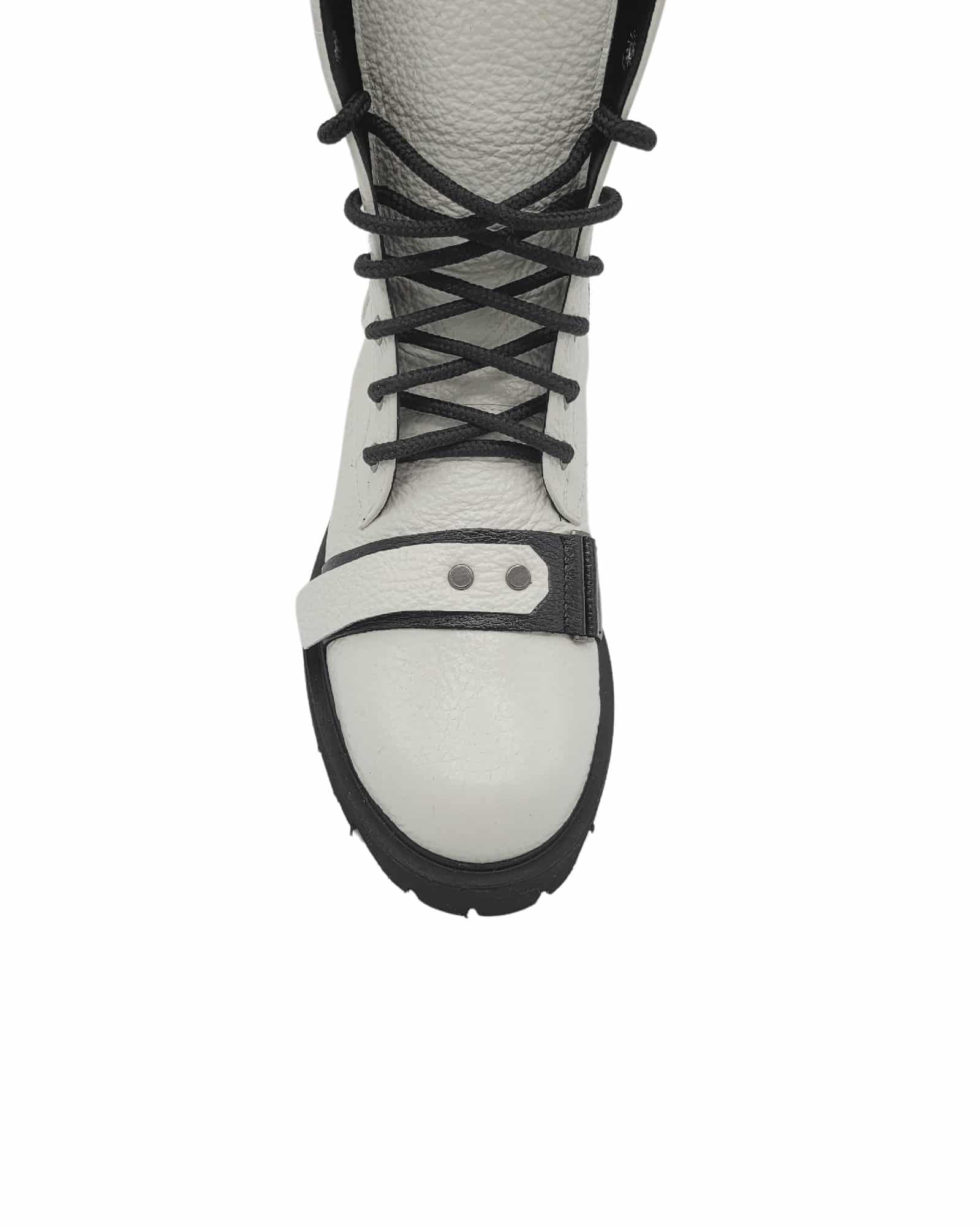 Ghete din piele bizonata Trendy White