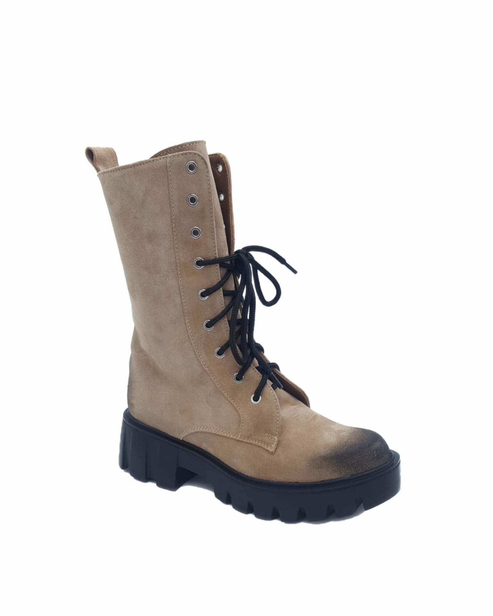 Ghete din piele intoarsa bej Artemis