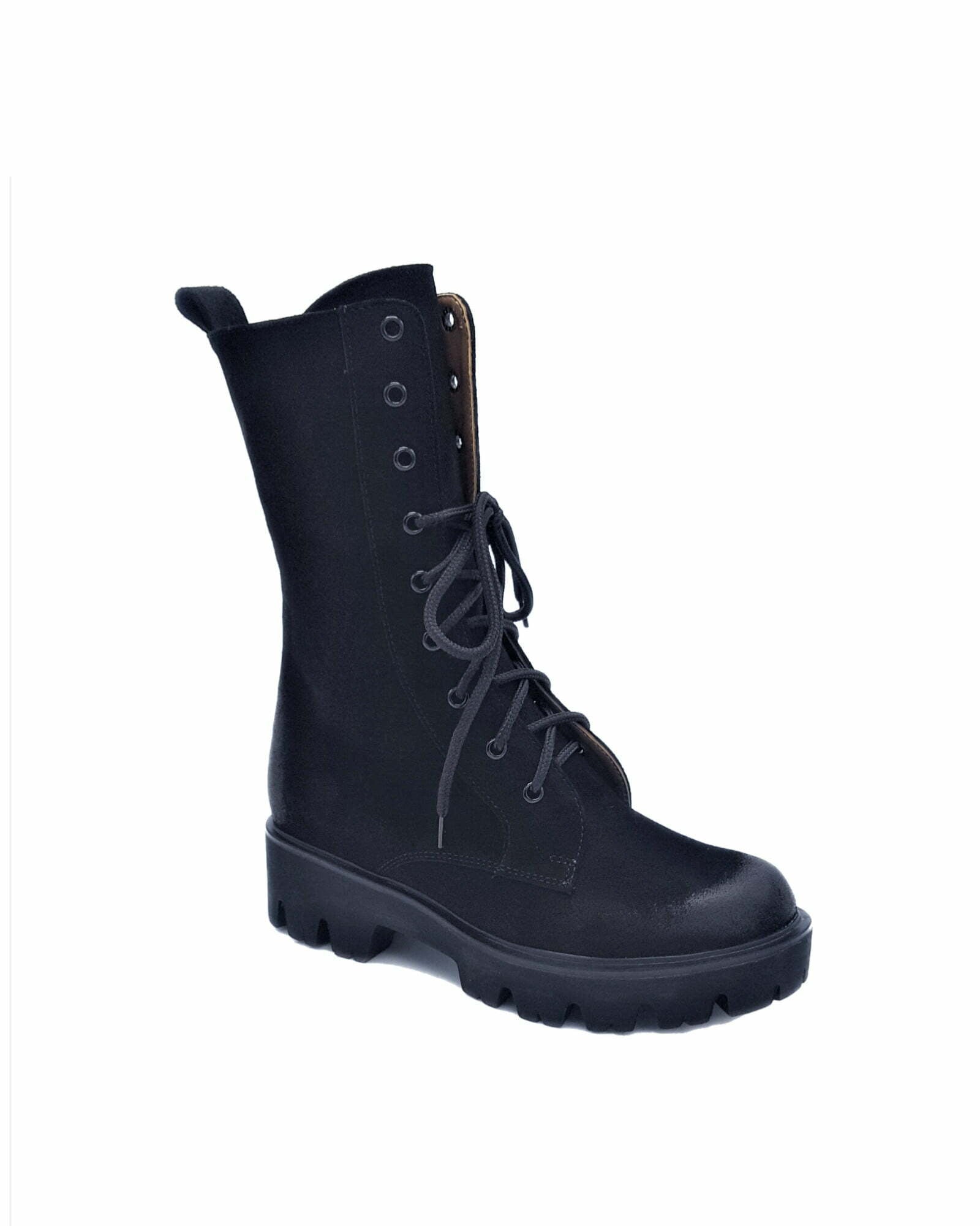 Ghete din piele intoarsa neagra Artemis