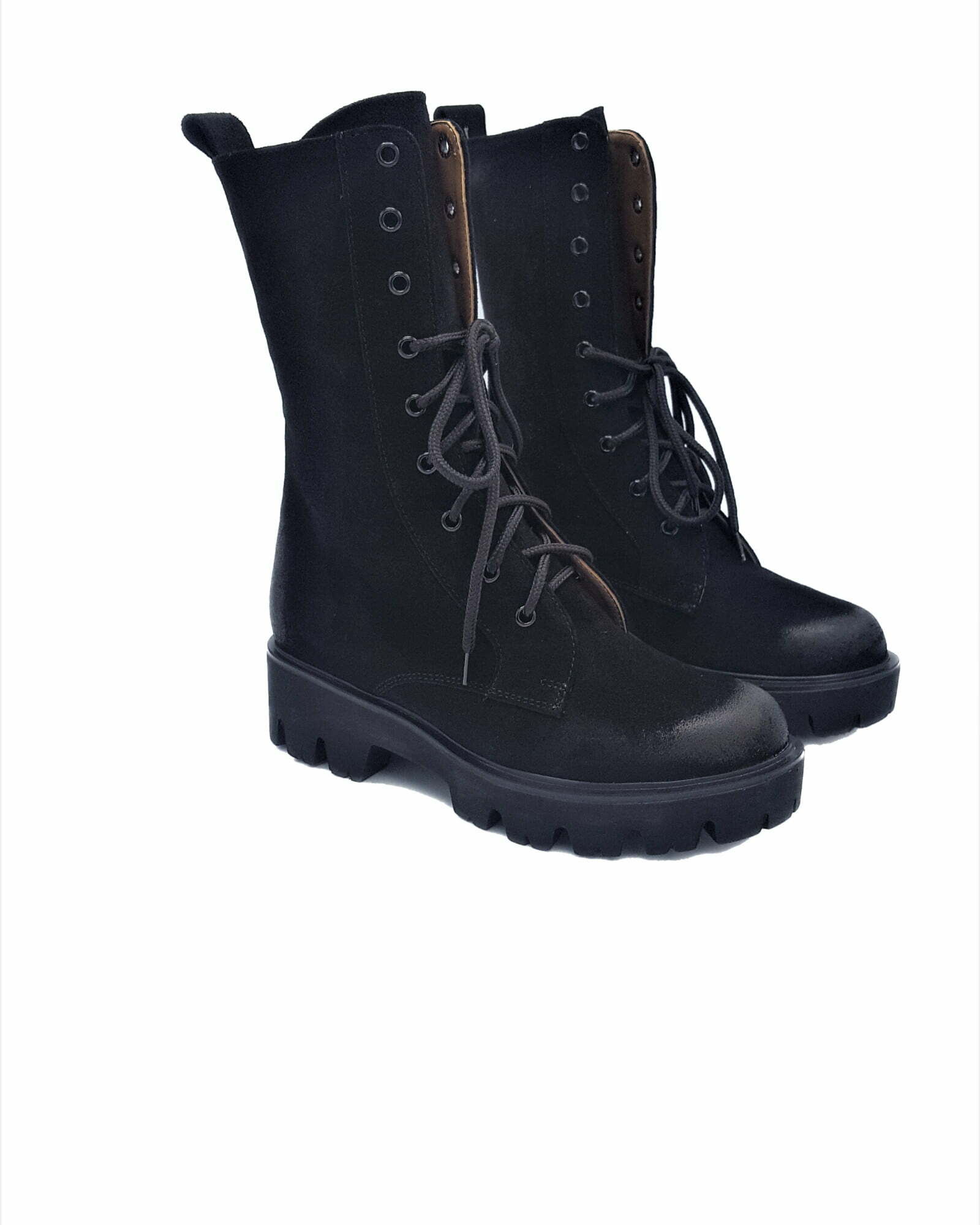 Ghete din piele intoarsa neagra Artemis