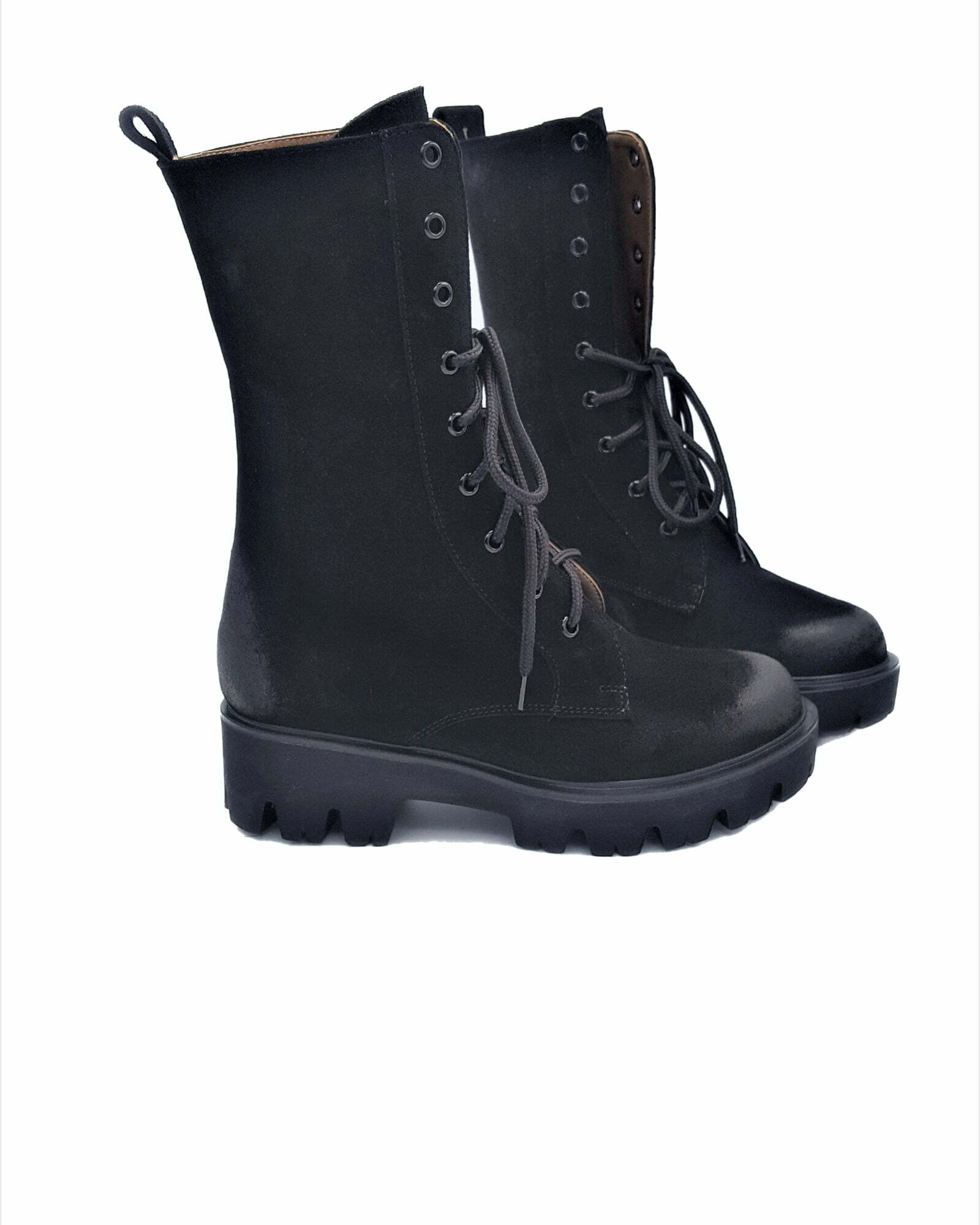 Ghete din piele intoarsa neagra Artemis