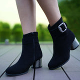 Ghete din piele intoarsa neagra PF002-5