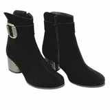 Ghete din piele intoarsa neagra PF002-5