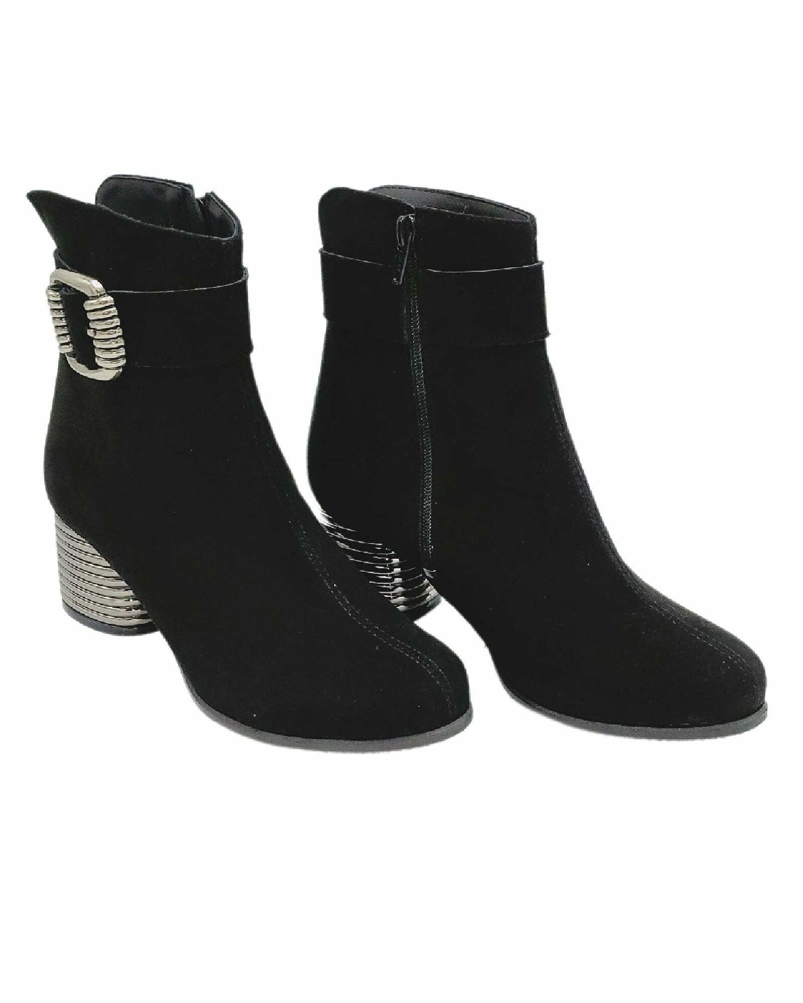 Ghete din piele intoarsa neagra PF002-5