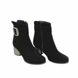 Ghete din piele intoarsa neagra PF002-5