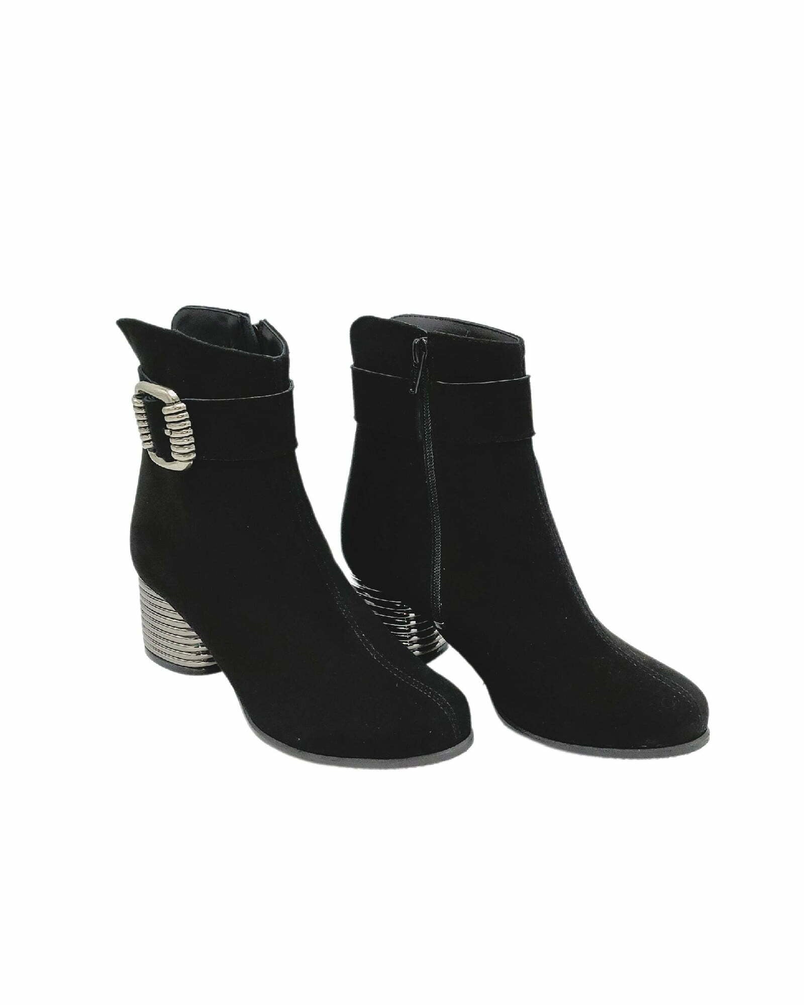 Ghete din piele intoarsa neagra PF002-5