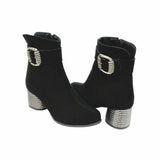 Ghete din piele intoarsa neagra PF002-5