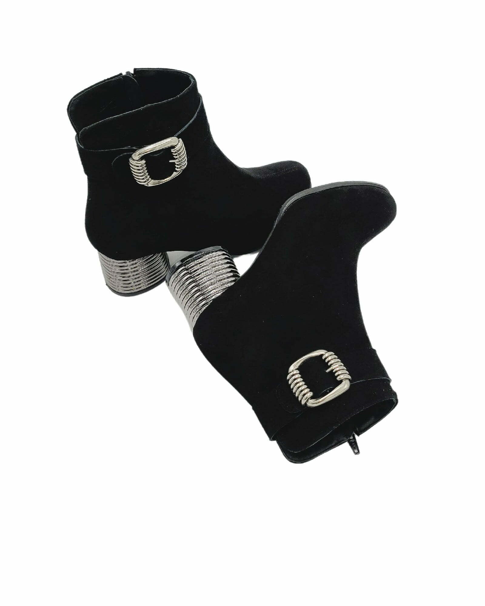 Ghete din piele intoarsa neagra PF002-5