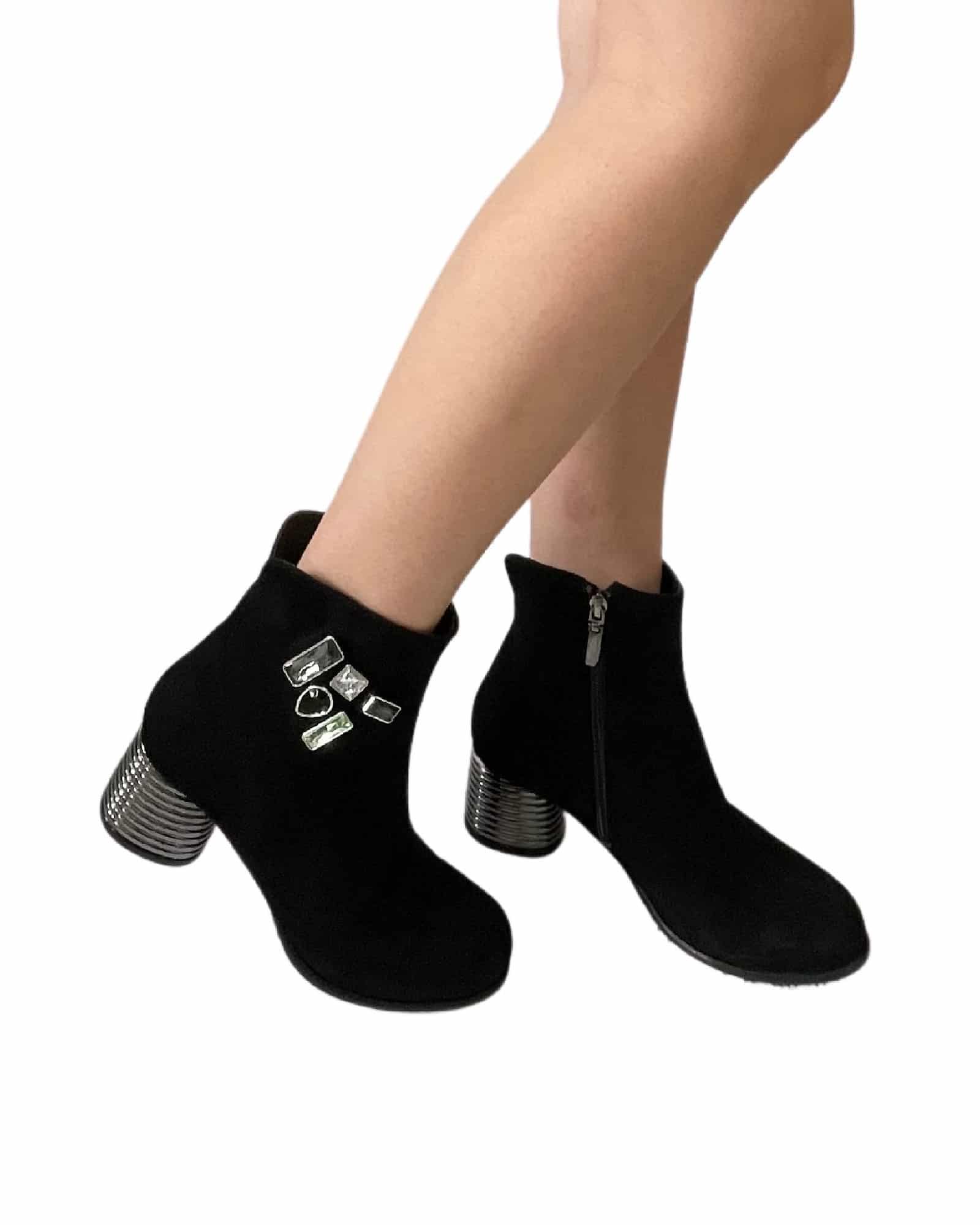 Ghete din piele intoarsa Pf002 negru