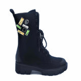 Ghete din piele intoarsa Stone Black