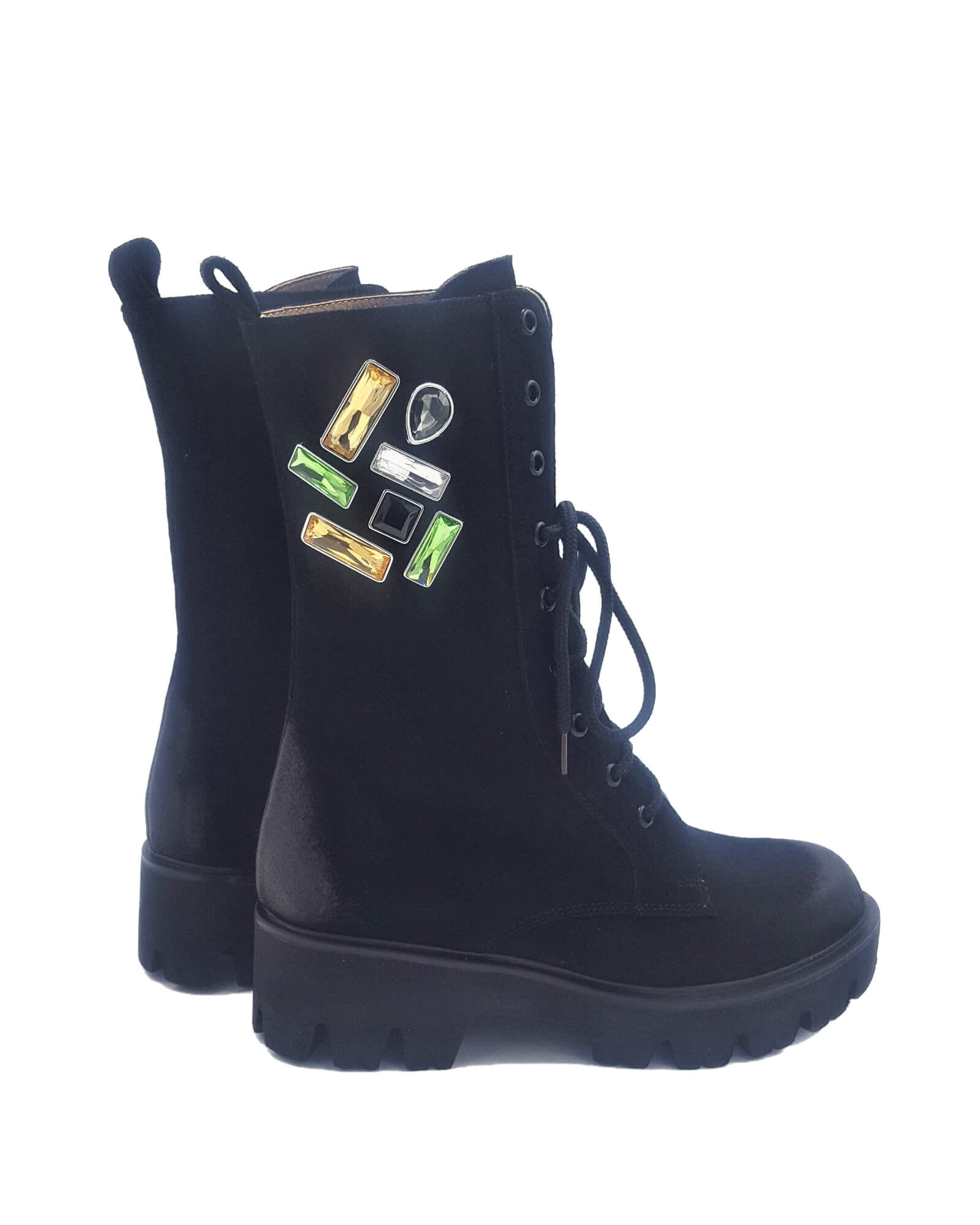 Ghete din piele intoarsa Stone Black