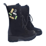 Ghete din piele intoarsa Stone Black