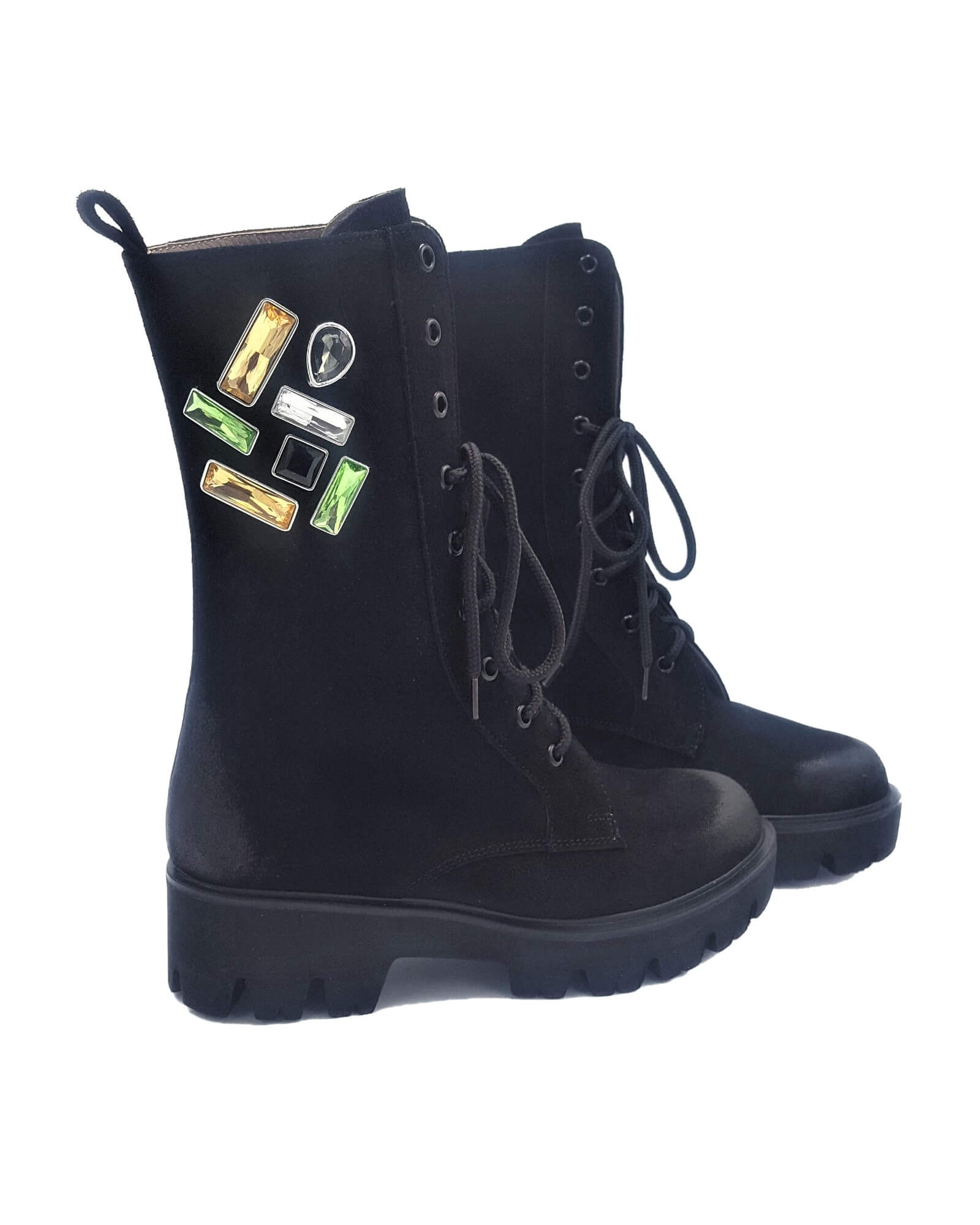 Ghete din piele intoarsa Stone Black