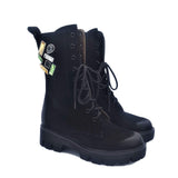 Ghete din piele intoarsa Stone Black