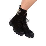Ghete din piele intoarsa Stone Black
