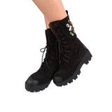 Ghete din piele intoarsa Stone Black