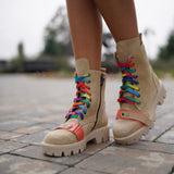 Ghete din piele intoarsa Trendy Beige