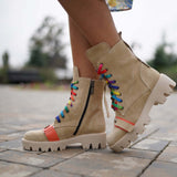 Ghete din piele intoarsa Trendy Beige