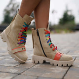Ghete din piele intoarsa Trendy Beige