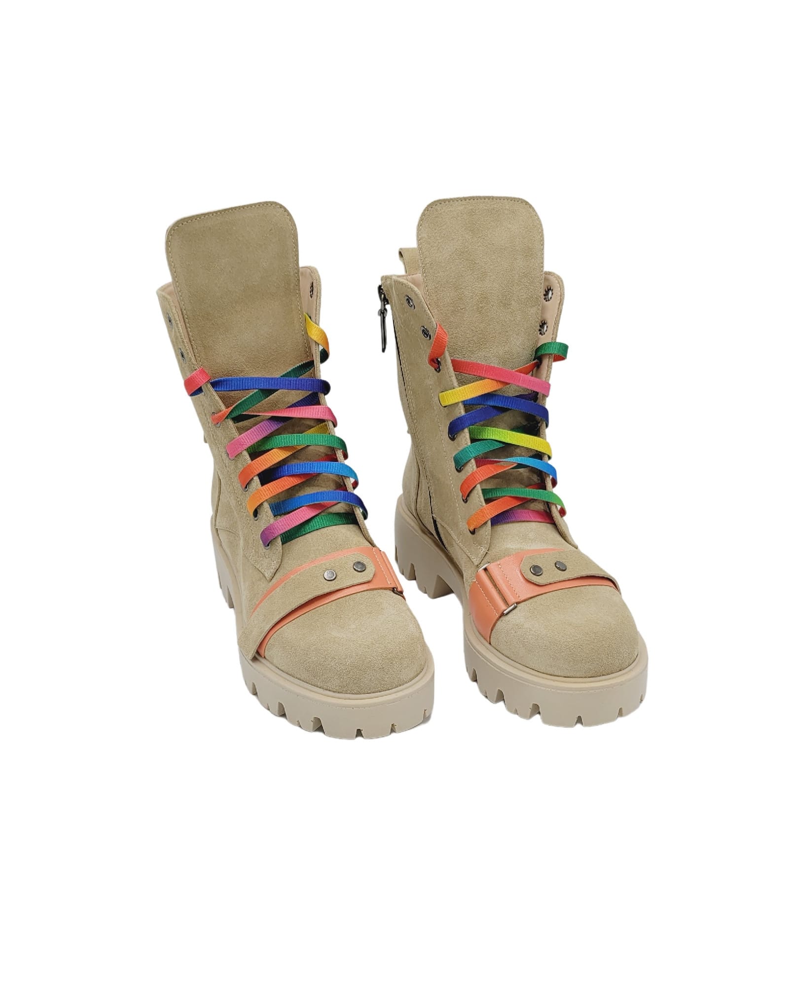 Ghete din piele intoarsa Trendy Beige