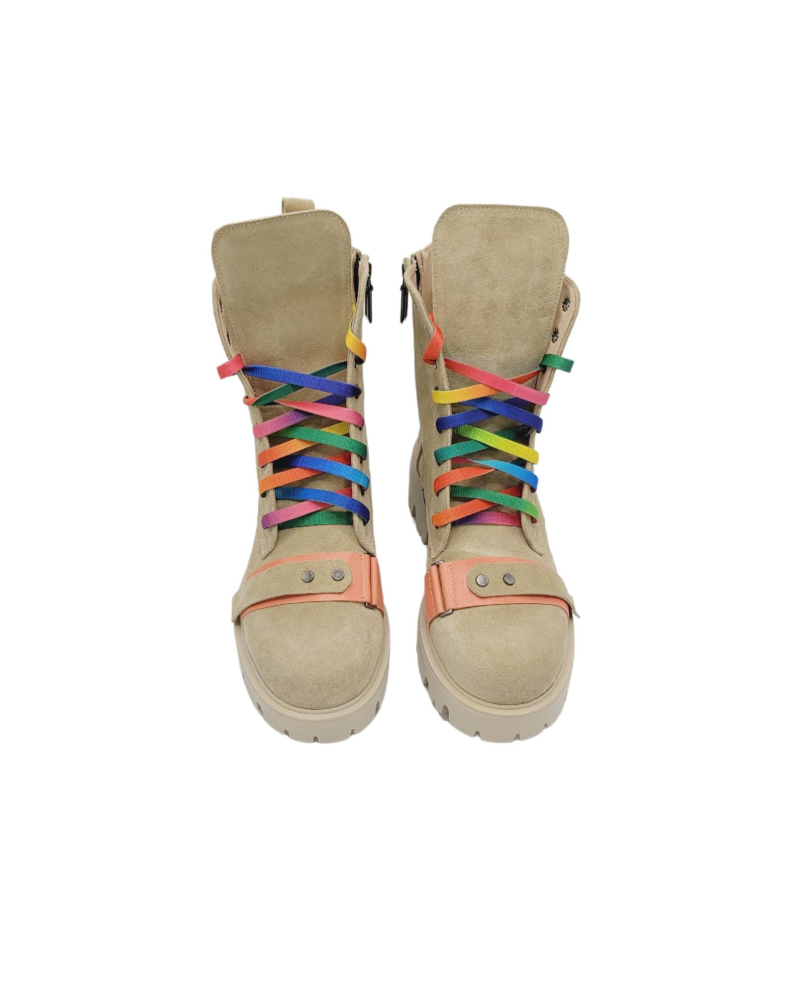 Ghete din piele intoarsa Trendy Beige
