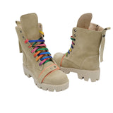 Ghete din piele intoarsa Trendy Beige