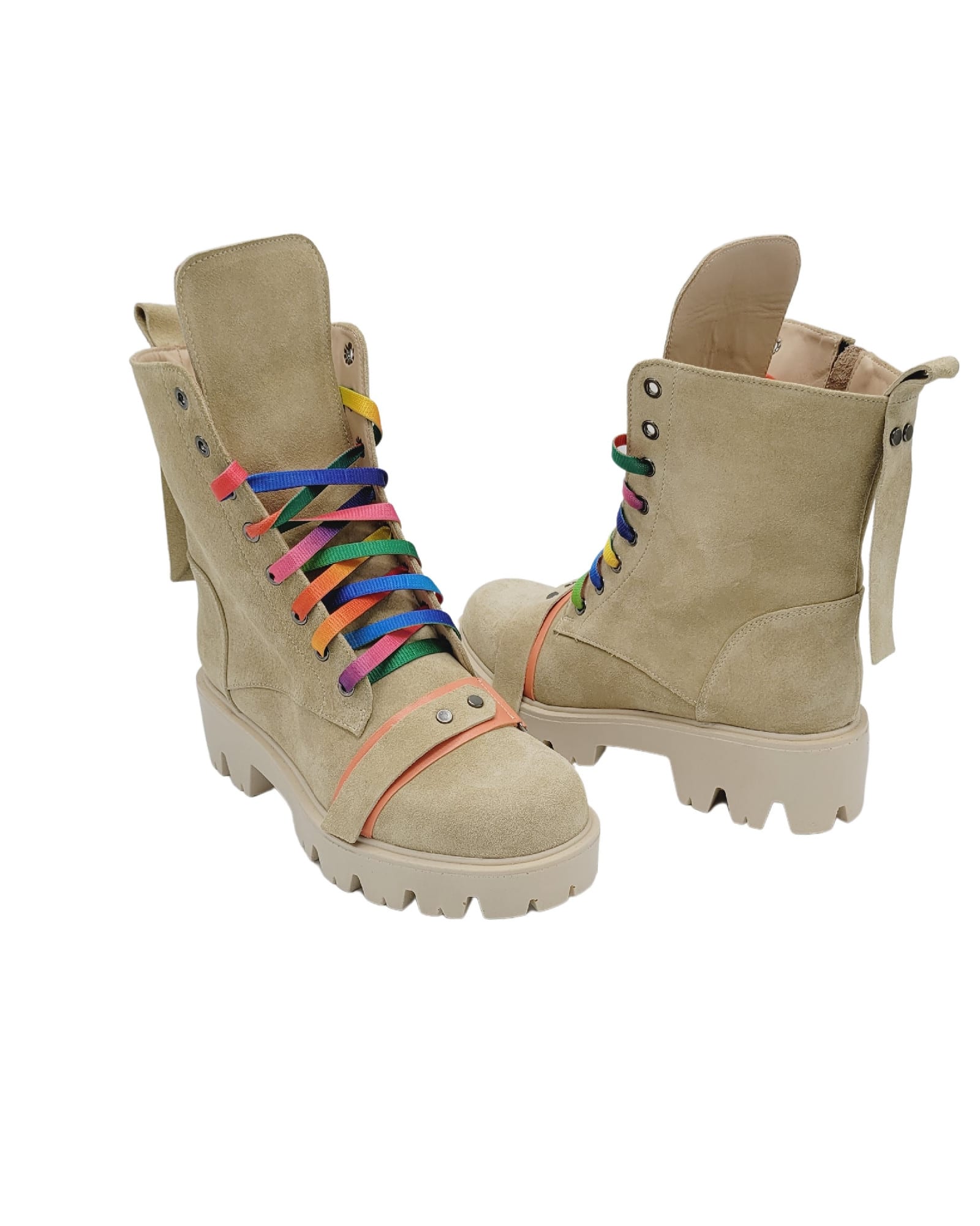 Ghete din piele intoarsa Trendy Beige