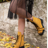 Ghete din piele intoarsa Trendy Yellow