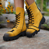 Ghete din piele intoarsa Trendy Yellow