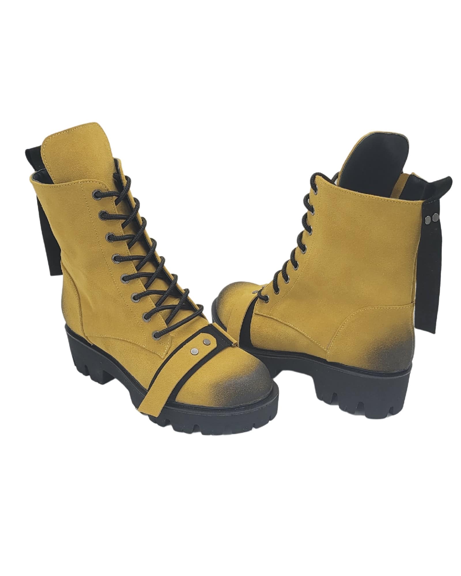Ghete din piele intoarsa Trendy Yellow