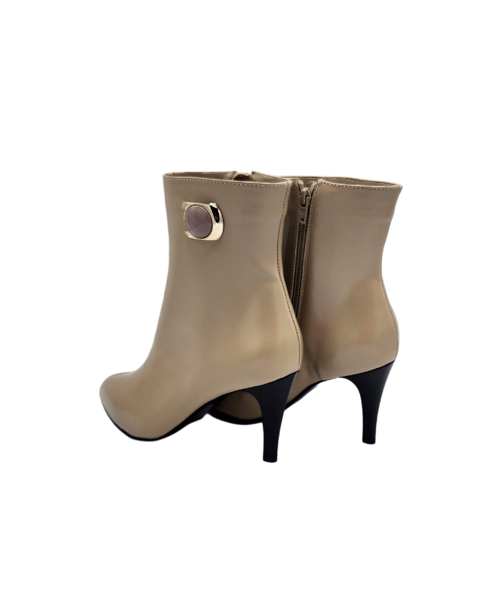 Ghete din piele moale cu toc subtire Luna cappuccino