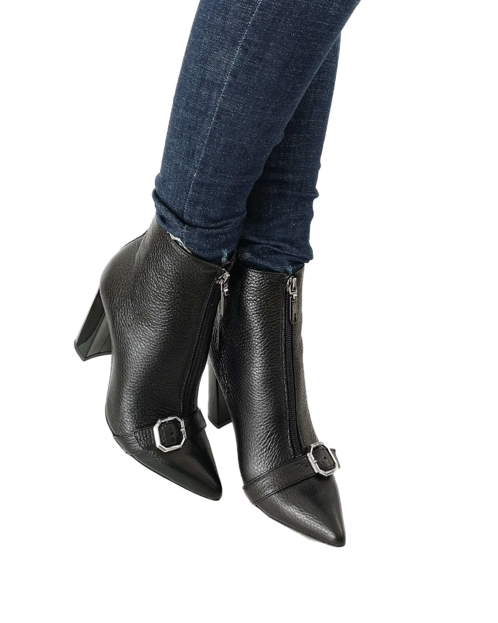Ghete elegante Alberta Black cu catarama