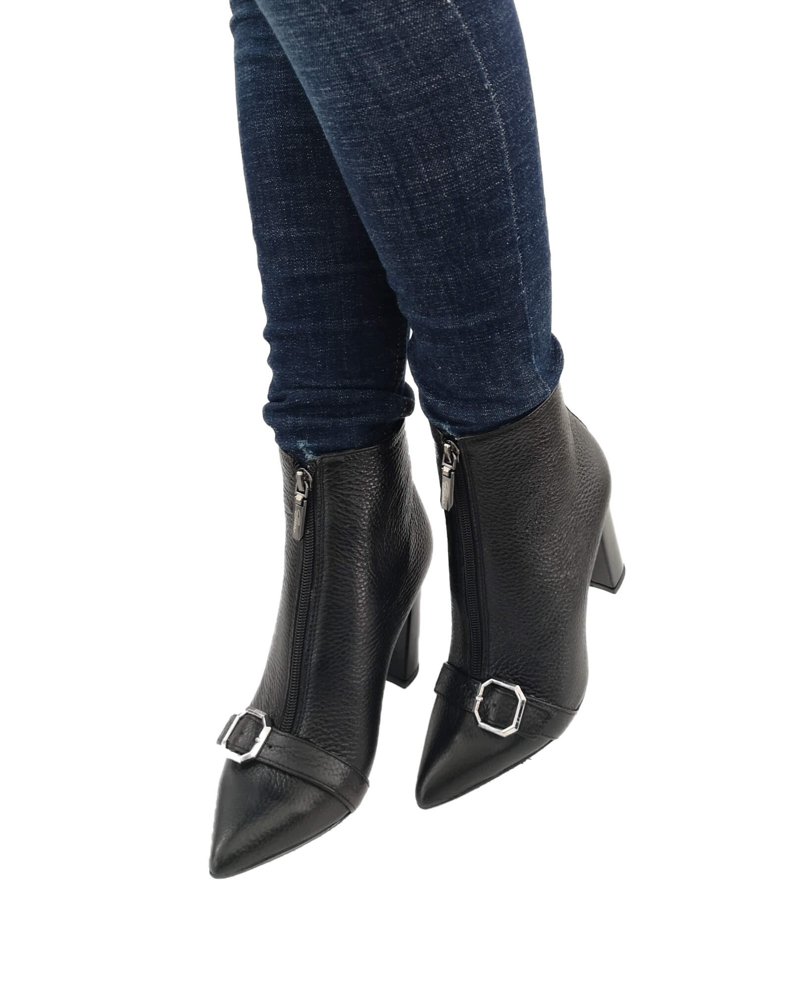 Ghete elegante Alberta Black cu catarama