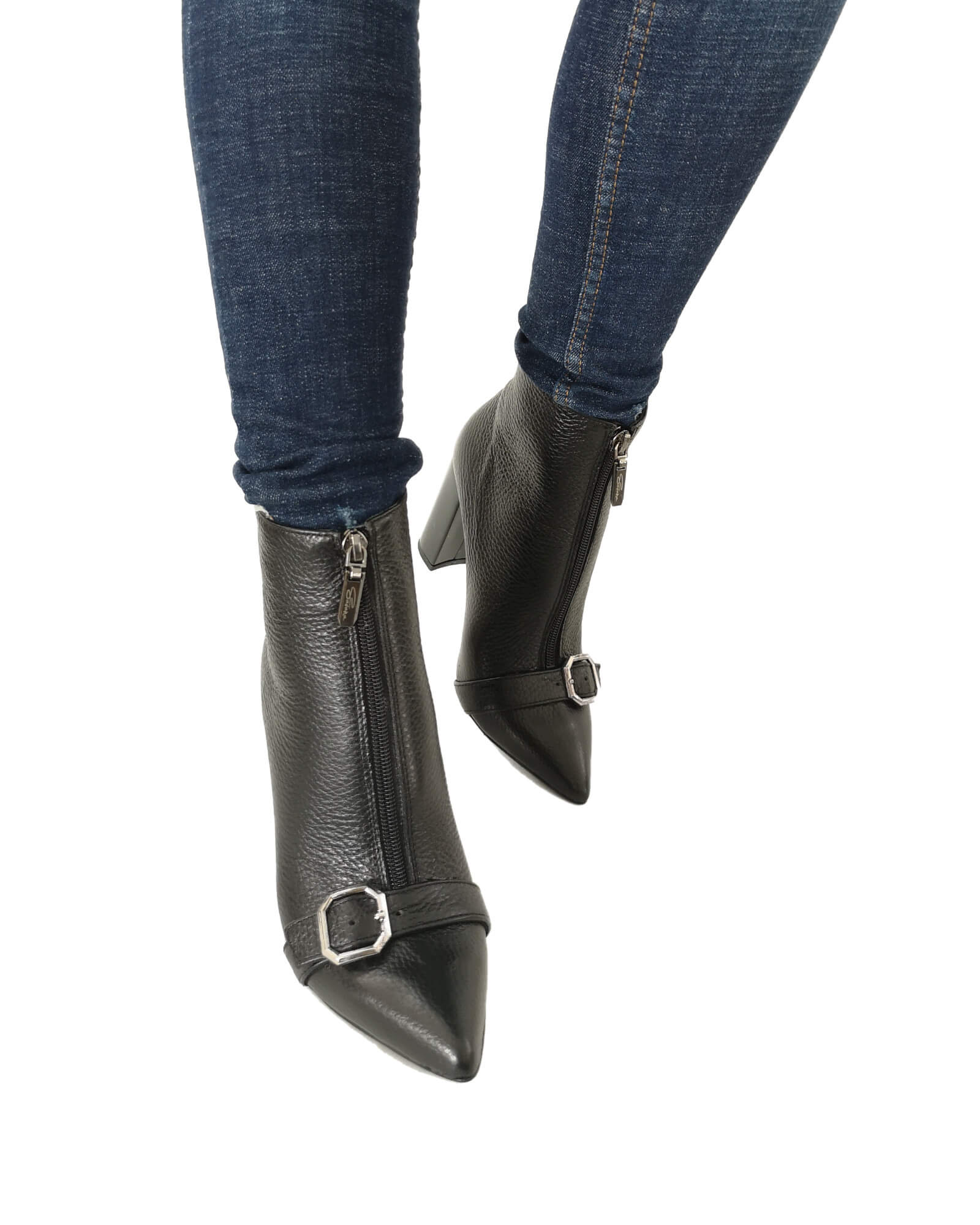 Ghete elegante Alberta Black cu catarama