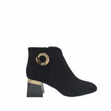 Ghete elegante din piele intoarsa cu accesoriu Pf0581 negru