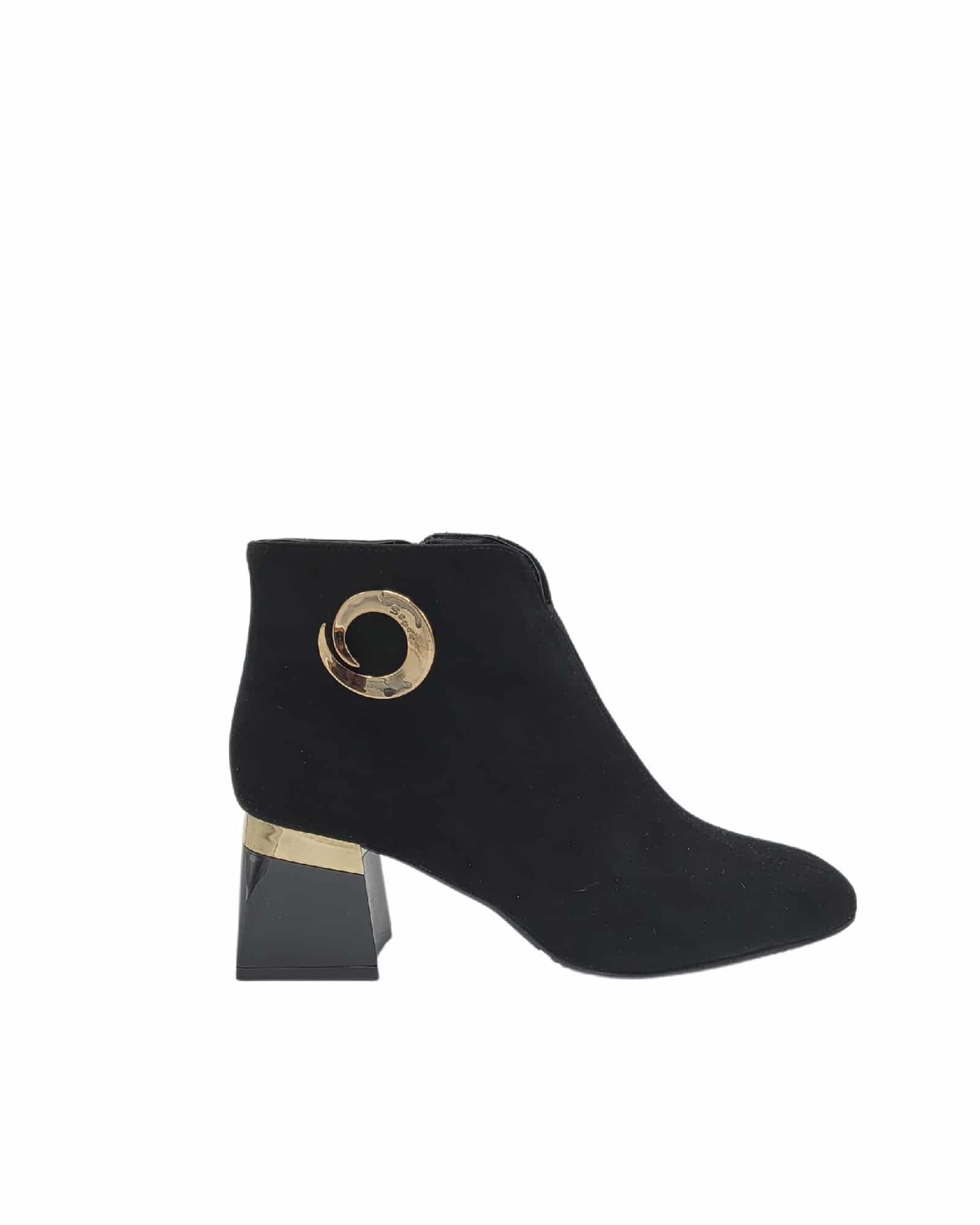 Ghete elegante din piele intoarsa cu accesoriu Pf0581 negru