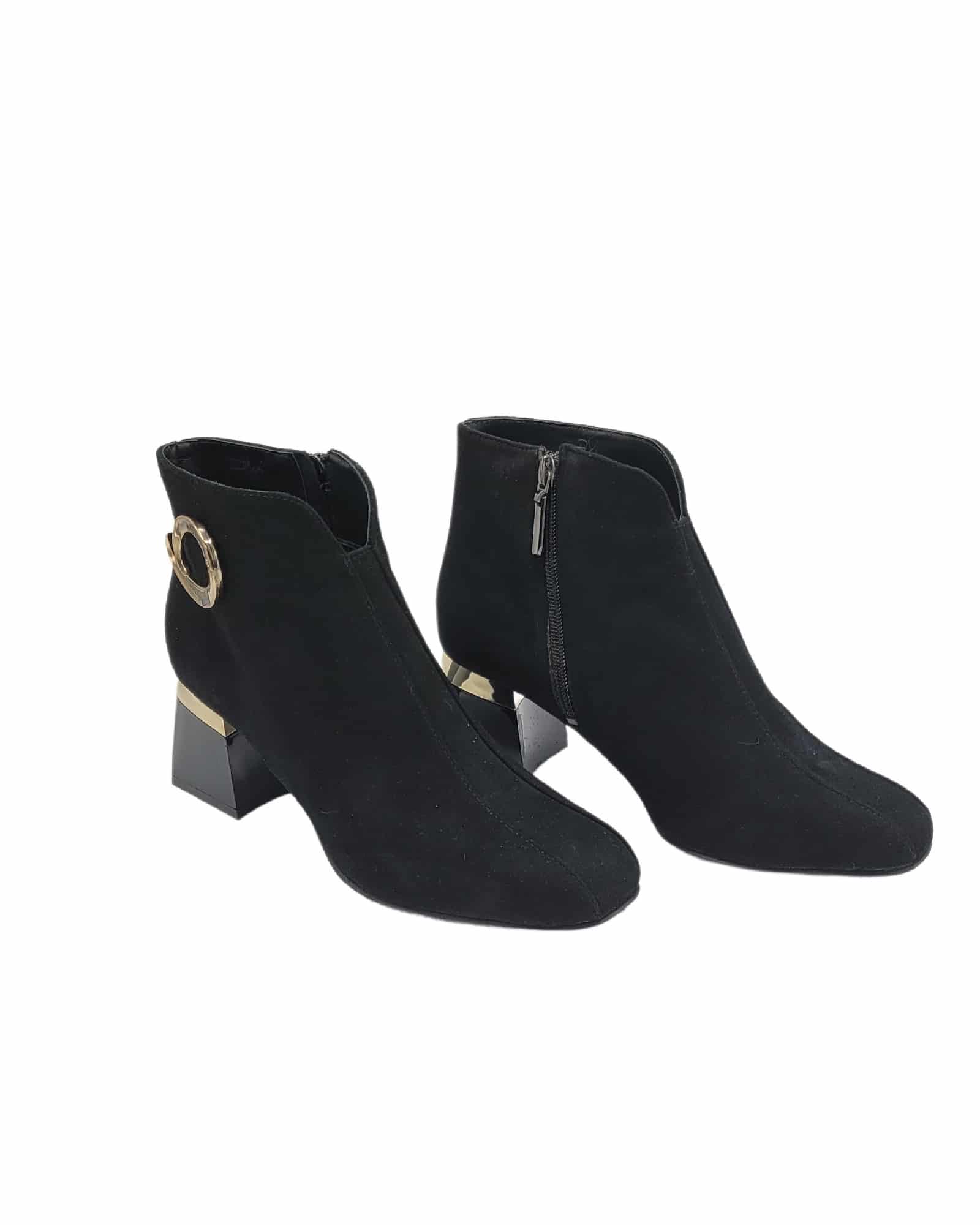 Ghete elegante din piele intoarsa cu accesoriu Pf0581 negru
